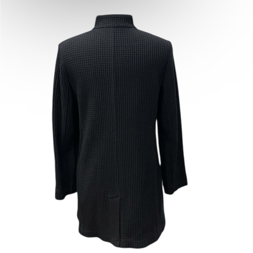 Eileen Fisher Black Ribbed Trench Coat - Picture 3 of 16